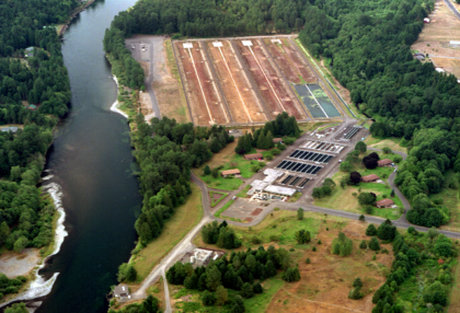 Aerial shot of Cowlitz Trout Hatchery