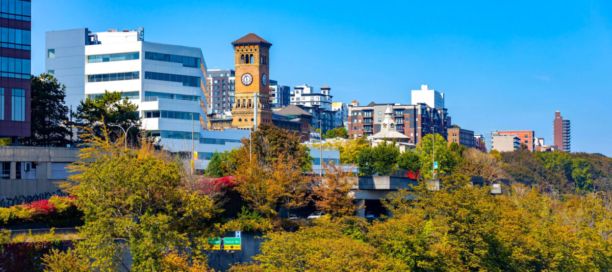 Tacoma downtown cityscape at summer day