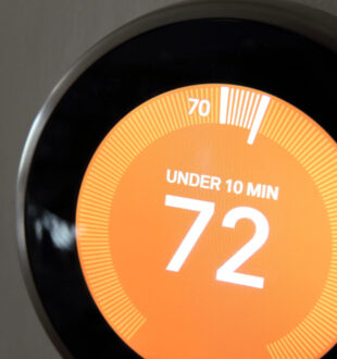 smart thermostat registering 72 degrees