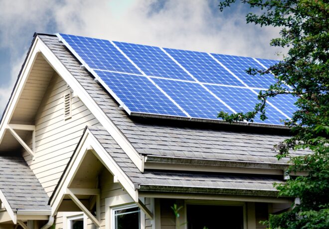 Solar panels on a residential roof