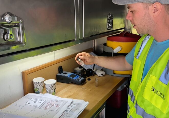 Tacoma Water employee performing testing of water samples.